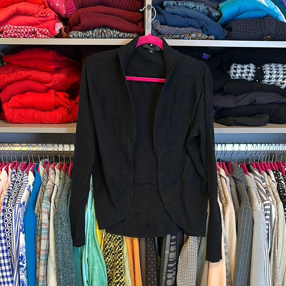 7 For All Manking black long sleeve open front cardigan size M